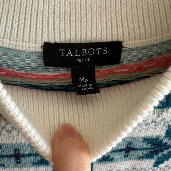 Talbots Petites Fair Isle Mockneck Pullover Sweater, Size Medium - Picture 9 of 15